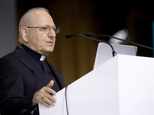 Iraqi Cardinal Louis Raphaël Sako speaks at the International Eucharistic Congress in Budapest, Hungary, Sept. 7, 2021.